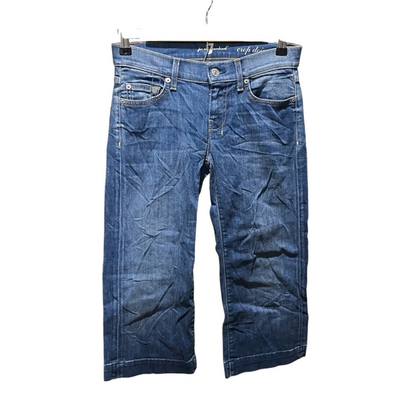 7 FOR ALL MANKIND ~ Lot of Two Pairs Dojo Crop Jeans Medium and Dark Wash - Picture 1 of 16
